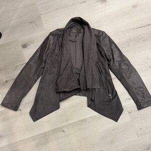 Blank NYC Black Draped Leather Jacket